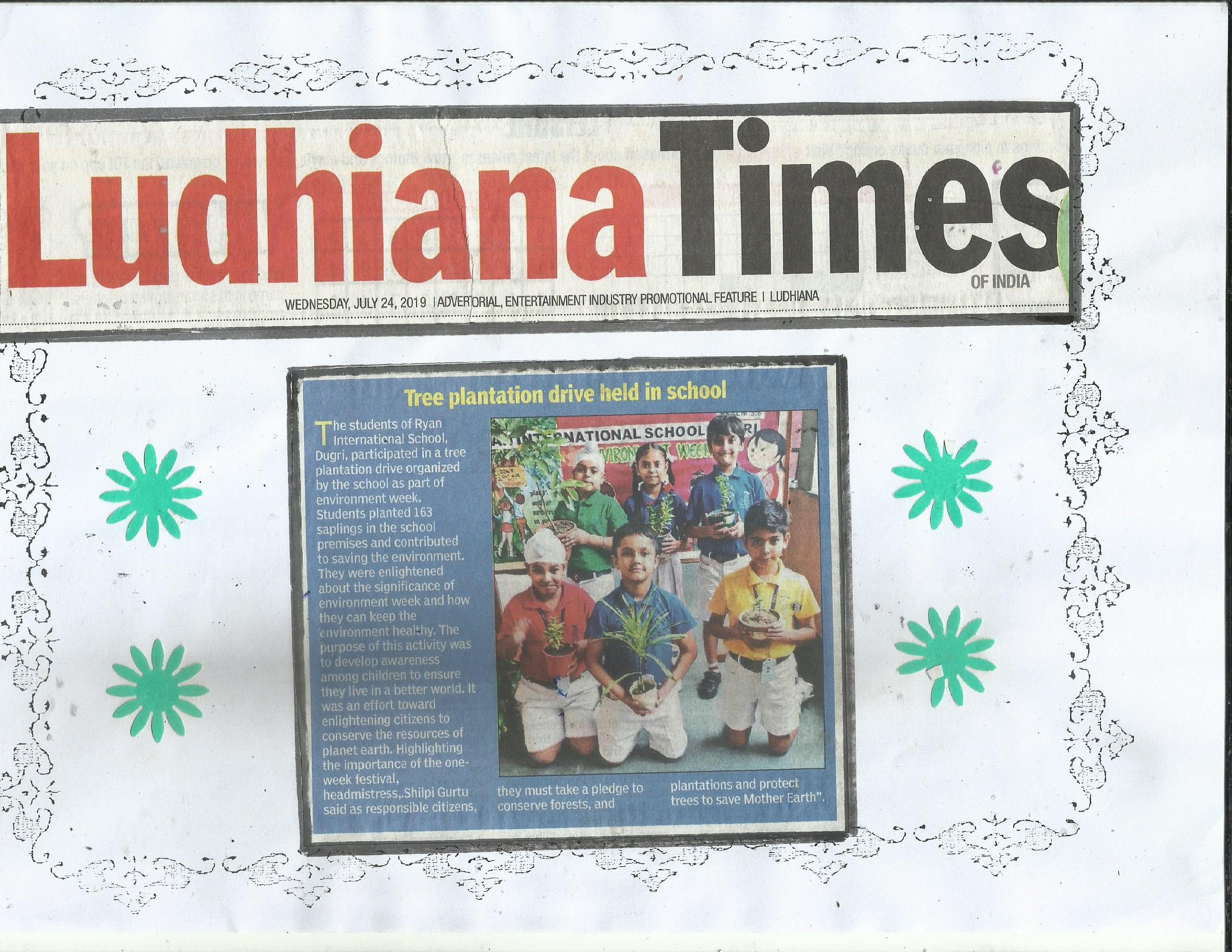 Plantation during Environment week - Ryan International School, Dugri